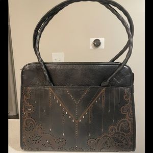 Like new Patricia Nash dark brown leather tote bag